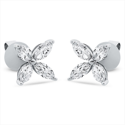 Ohrstecker 18 kt WG, 8 Nav. 1,28 ct, TW-si