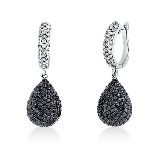 Ohrschmuck 18 kt WG, teils schwarz rhodiniert, 62 Brill. 0,95 ct, TW-vsi, 506 Brill. 8,12 ct, schwarz