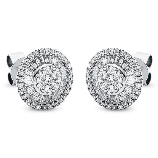 Ohrstecker 18 kt WG, 51 Trap. 0,43 ct, TW-si, 70 Brill. 0,47 ct, TW-si