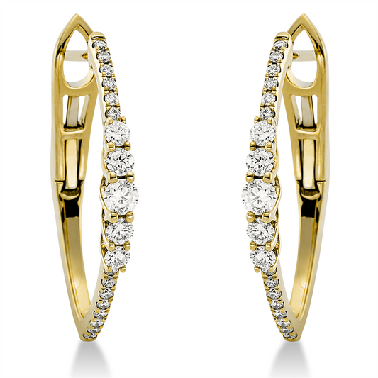 Creolen 18 kt GG, 10 Brill. 0,37 ct, TW-si, 28 Brill. 0,14 ct, TW-si