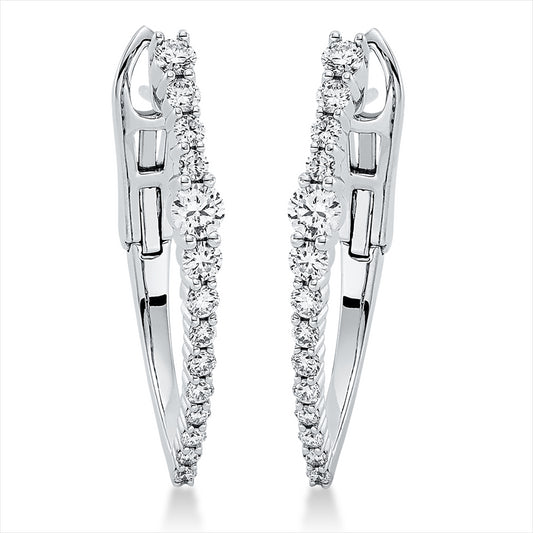 Creolen 18 kt WG, 6 Brill. 0,21 ct, 2 Brill. 0,11 ct, 2 Brill. 0,22 ct, TW-si, 18 Brill. 0,31 ct, TW-si