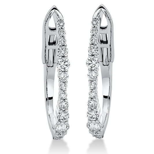 Creolen 18 kt WG, 8 Brill. 0,24 ct,2 Brill. 0,11 ct, 2 Brill. 0,15 ct,2 Brill. 0,22 ct, 14 Brill. 0,19 ct, TW-si