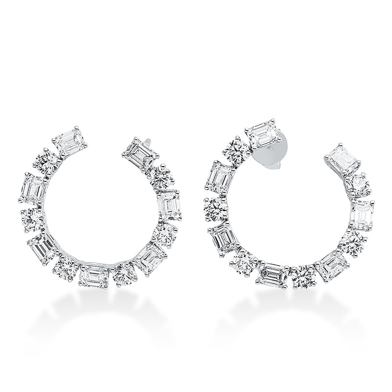 Ohrstecker 18 kt WG, 14 Sm.schliff 1,96 ct, TW-vsi, 12 Brill. 0,97 ct, TW-vsi/si