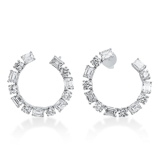 Ohrstecker 18 kt WG, 14 Sm.schliff 1,96 ct, TW-vsi, 12 Brill. 0,97 ct, TW-vsi/si