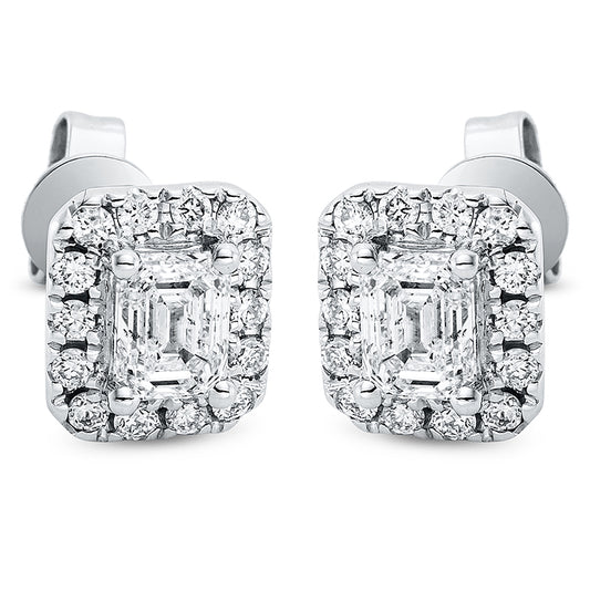 Ohrstecker 18 kt WG, 2 Sm.schliff 0,54 ct, TW-si, 28 Brill. 0,19 ct, TW-si