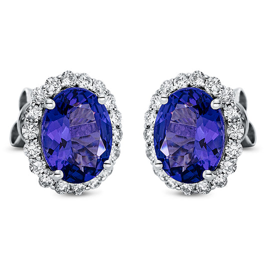Ohrstecker 18 kt WG, 36 Brill. 0,64 ct, TW-si, 2 Tansanit 4,73 ct blau