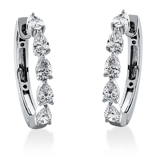 Creolen 18 kt WG, 10 Tropfen 0,78 ct, TW-si