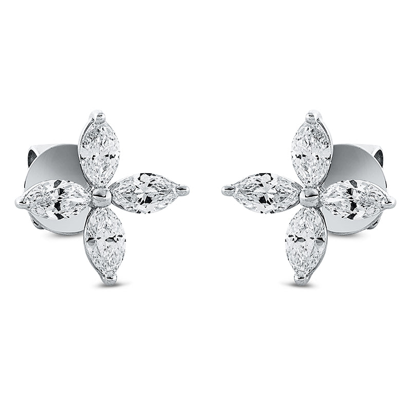 Ohrstecker 18 kt WG, 8 Nav. 1,16 ct, TW-si