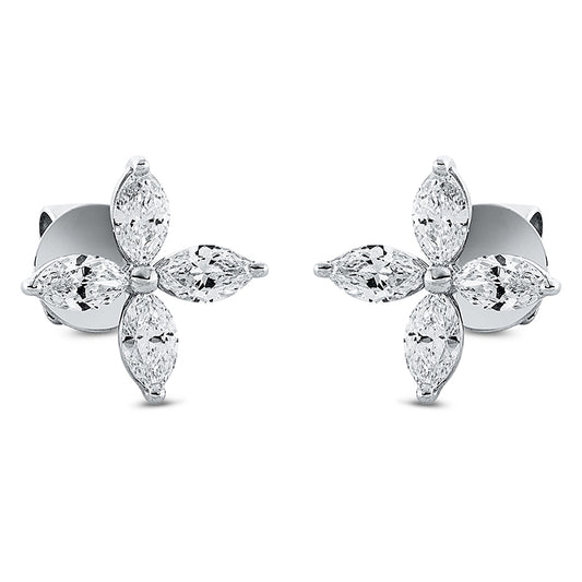 Ohrstecker 18 kt WG, 8 Nav. 1,16 ct, TW-si