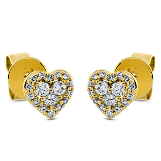 Ohrstecker 18 kt GG, 28 Brill. 0,08 ct, TW-pi, 2 Princ. 0,04 ct, TW-si, 4 Brill. 0,08 ct, TW-pi