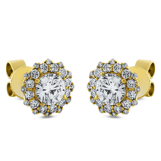 Ohrstecker 18 kt GG, 24 Brill. 0,31 ct, TW-si, 2 Brill. 0,78 ct, TW-pi, 24 Brill. 0,07 ct, TW-si