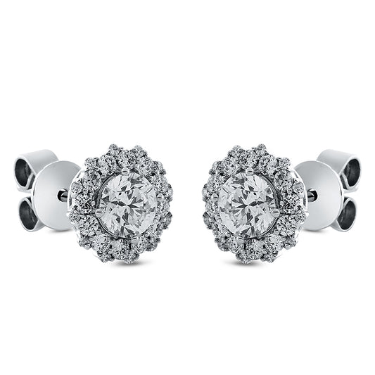 Ohrstecker 18 kt WG, 24 Brill. 0,31 ct, TW-si, 2 Brill. 0,80 ct, TW-pi, 24 Brill. 0,07 ct, TW-si