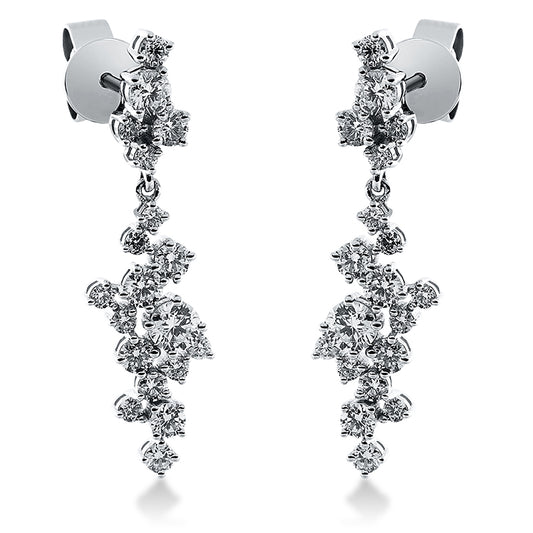 Ohrschmuck 18 kt WG, 2 Brill. 0,21 ct, TW-si, 36 Brill. 0,83 ct, TW-si
