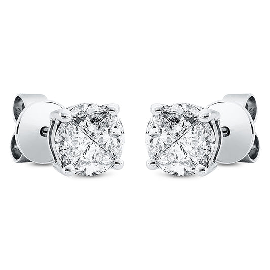 Ohrstecker 18 kt WG, 8 Fant-Schl. 0,93 ct, TW-vsi