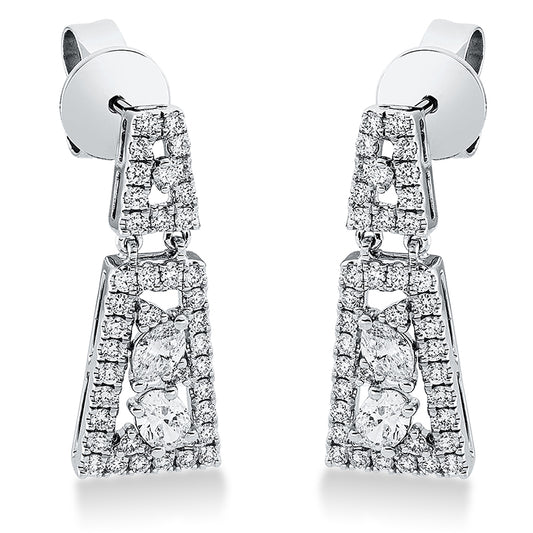 Ohrschmuck 18 kt WG, 2 Oval 0,17 ct, TW-si, 2 Nav. 0,21 ct, TW-si, 78 Brill. 0,51 ct, TW-si