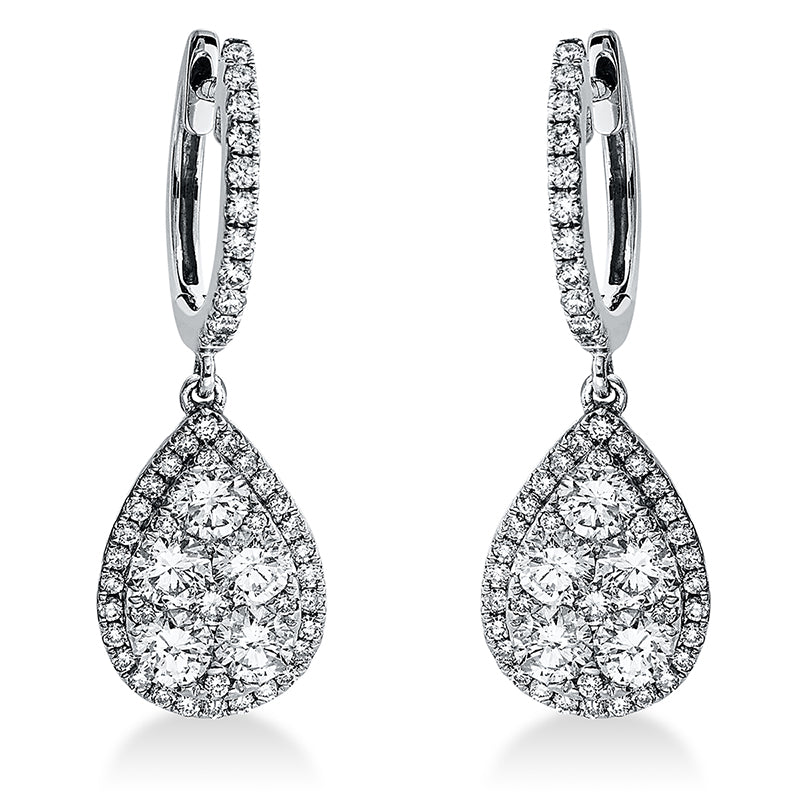 Ohrschmuck 14 kt WG, 104 Brill. 1,90 ct, TW-si