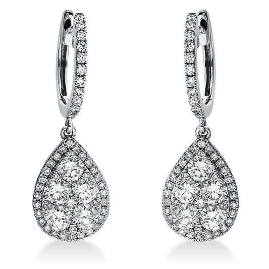 Ohrschmuck 14 kt WG, 104 Brill. 1,90 ct, TW-si