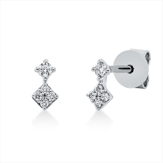 Ohrstecker 18 kt WG, 2 Brill. 0,05 ct, TW-si, 8 Brill. 0,05 ct, TW-si