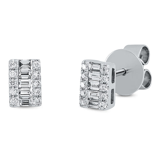 Ohrstecker 18 kt WG, 10 Bag. 0,16 ct, TW-si, 20 Brill. 0,07 ct, TW-si