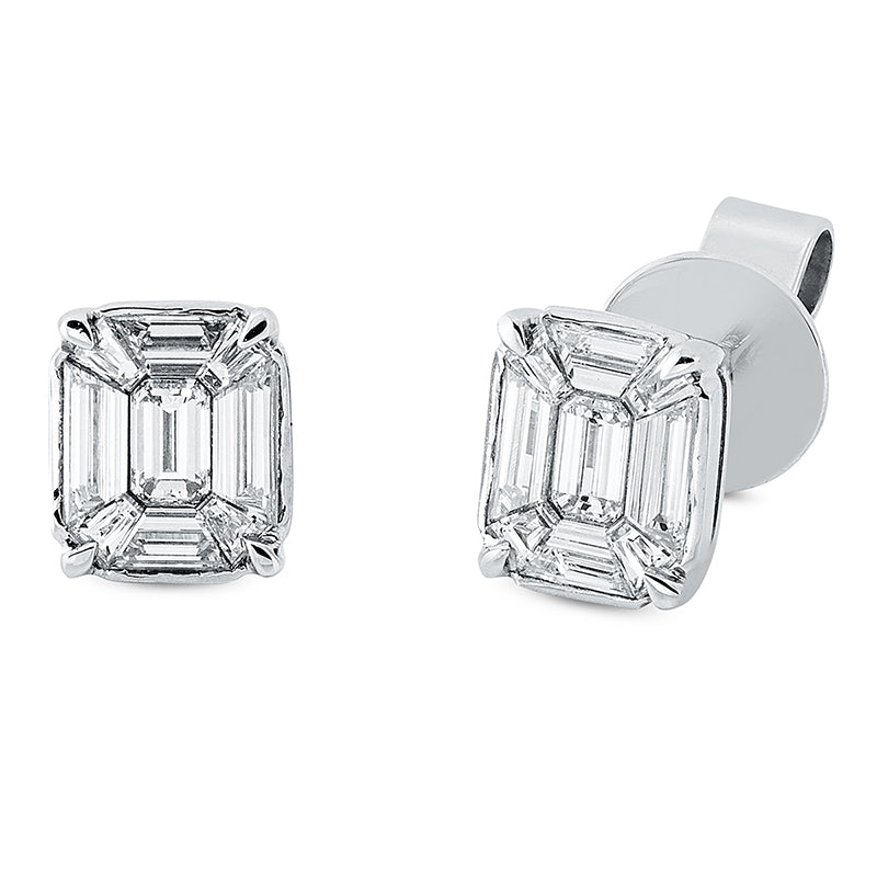 Ohrstecker 18 kt WG, 18 Fant-Schl. 0,67 ct, TW-si