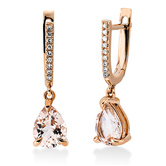 Ohrschmuck 18 kt RG, 18 Dia. 0,06 ct, TW-si, 2 Morganit 1,82 ct rosa
