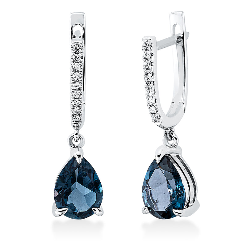 Ohrschmuck 18 kt WG, 18 Dia. 0,06 ct, TW-si, 2 Topase 2,40 ct Lond. blue