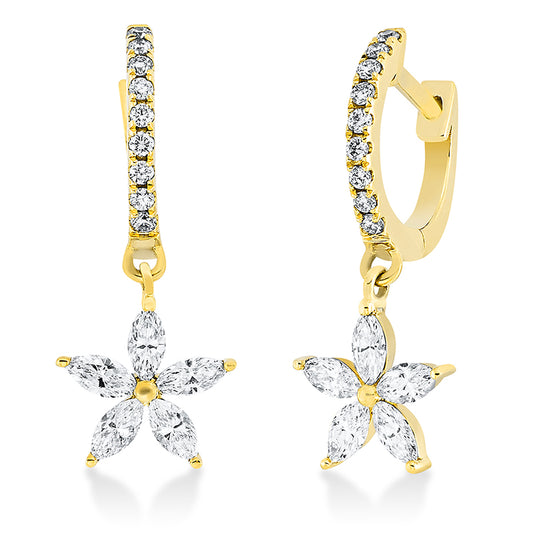 Ohrschmuck 18 kt GG, 10 Nav. 0,40 ct, W-si, 18 Brill. 0,10 ct, W-si