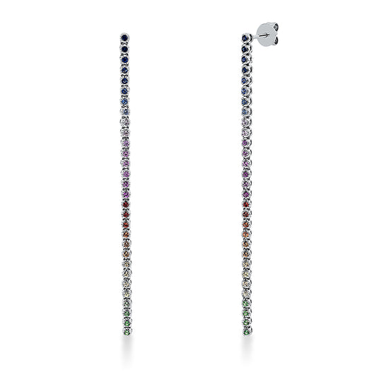 Ohrschmuck 18 kt WG, 60 Saphire 0,63 ct fancy