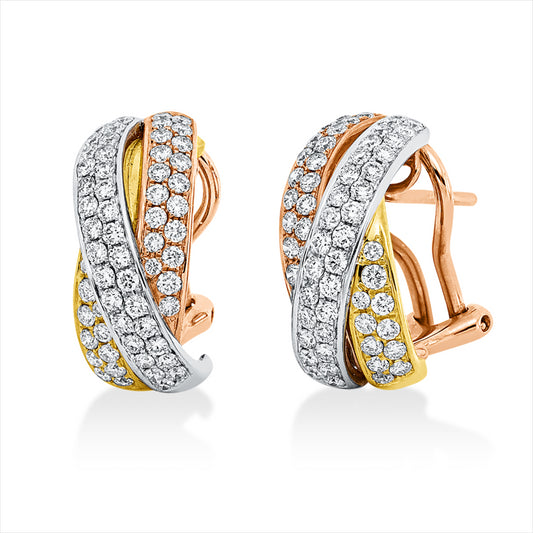 Ohrschmuck 18 kt WG+GG+RG, 120 Brill. 1,27 ct, TW-vsi