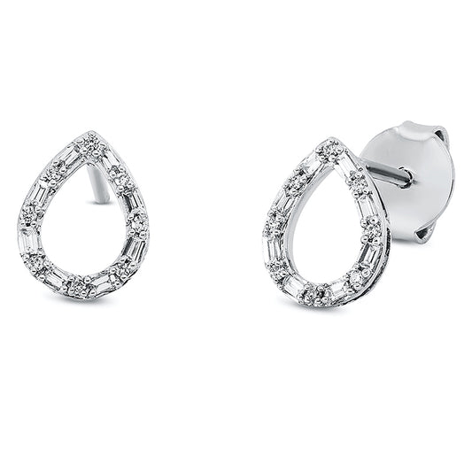 Ohrstecker 18 kt WG, 16 Bag. 0,08 ct, TW-si, 16 Brill. 0,04 ct, TW-si