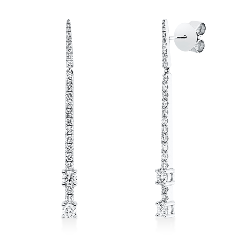 Ohrschmuck 18 kt WG, 4 Brill. 0,43 ct, TW-si, 44 Brill. 0,50 ct, TW-si