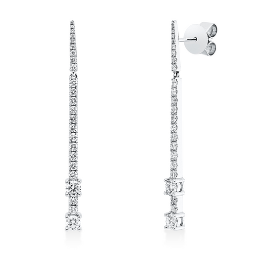 Ohrschmuck 18 kt WG, 4 Brill. 0,43 ct, TW-si, 44 Brill. 0,50 ct, TW-si
