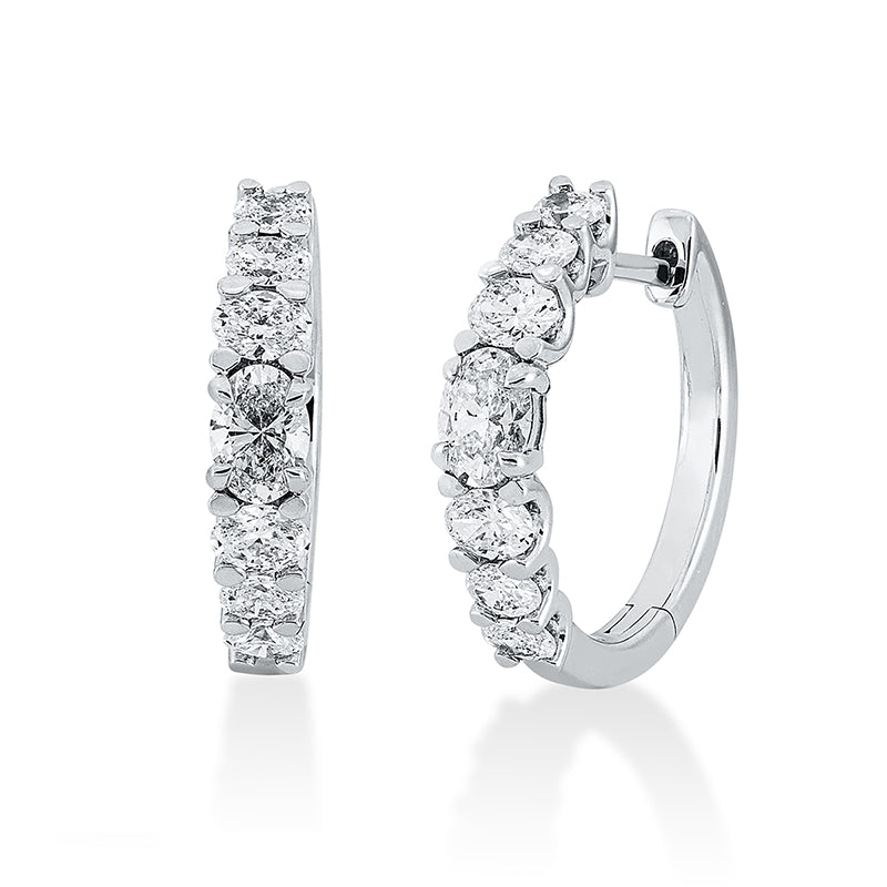 Creolen 18 kt WG, 14 Oval 1,16 ct, TW-si