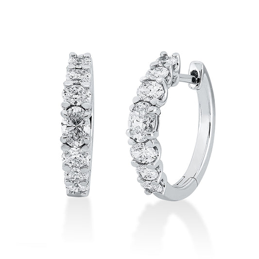 Creolen 18 kt WG, 14 Oval 1,16 ct, TW-si