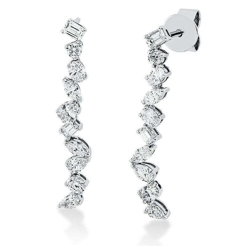 Ohrschmuck 18 kt WG, 4 Nav. 0,21 ct, 4 Sm. 0,21 ct, 6 Ov. 0,37 ct, 4 Tr. 0,22 ct, 2 Brill. 0,08 ct, TW-si