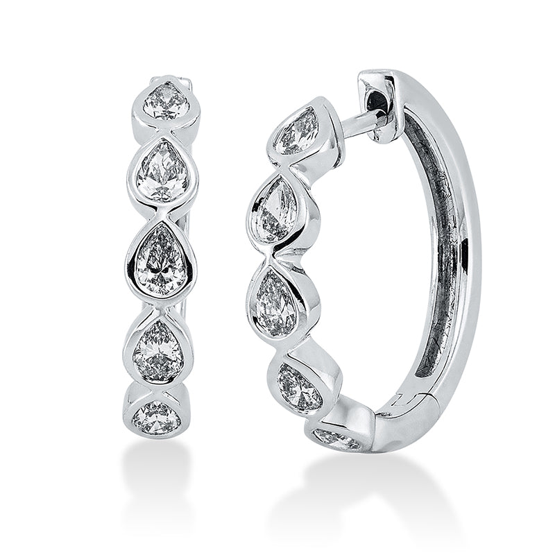 Creolen 18 kt WG, 10 Tropfen 0,84 ct, TW-si