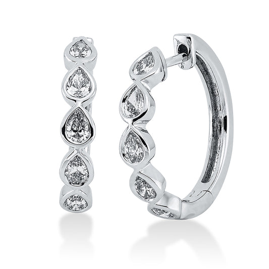 Creolen 18 kt WG, 10 Tropfen 0,84 ct, TW-si