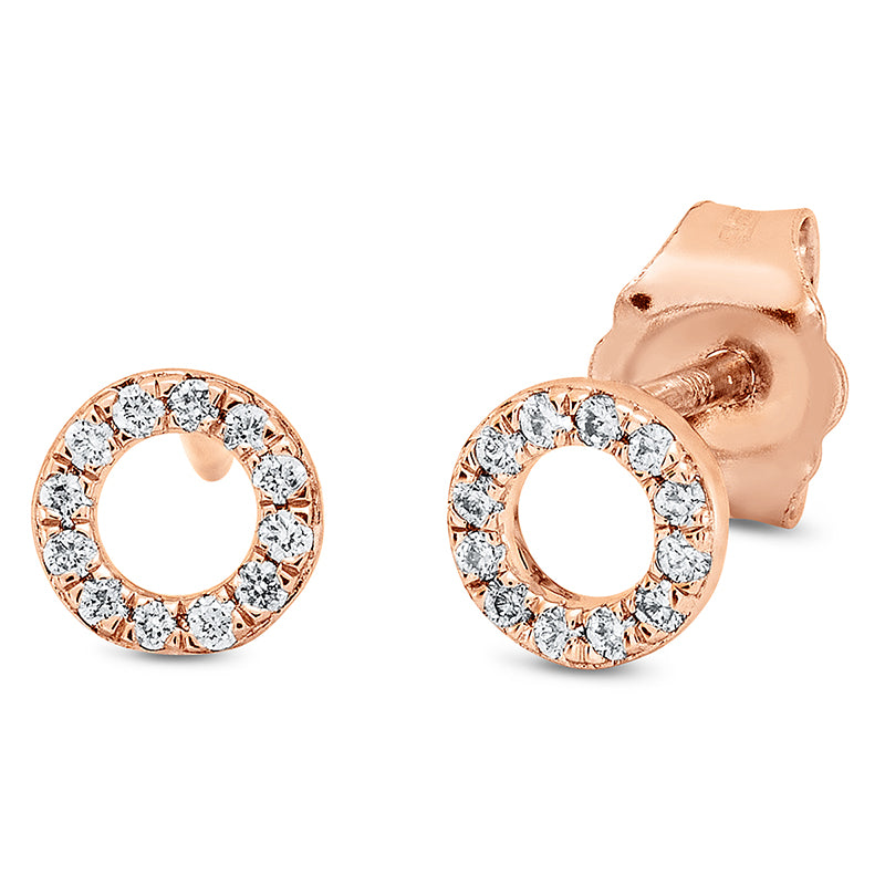 Ohrstecker 18 kt RG, Fassung rhodiniert, 24 Brill. 0,08 ct, TW-si