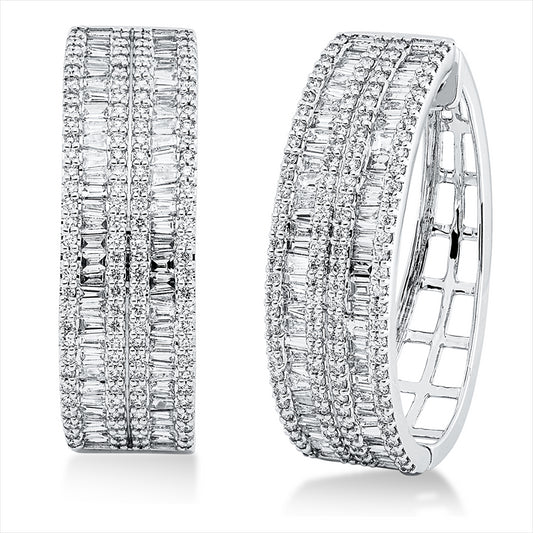 Creolen 18 kt WG, 129 Trap. 2,02 ct, TW-si, 240 Brill. 1,11 ct, TW-si