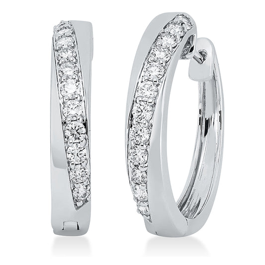 Creolen 18 kt WG, 4 Brill. 0,14 ct, TW-si, 20 Brill. 0,89 ct, TW-si