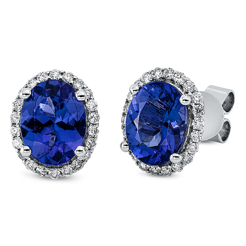 Ohrstecker 18 kt WG, 44 Brill. 0,33 ct, TW-si, 2 Tansanit 3,93 ct blau
