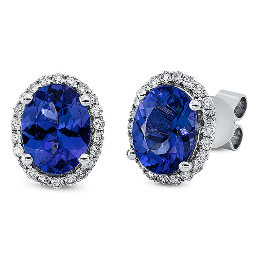 Ohrstecker 18 kt WG, 44 Brill. 0,33 ct, TW-si, 2 Tansanit 3,93 ct blau