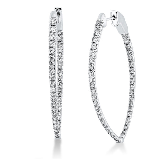 Creolen 18 kt WG, 32 Brill. 0,65 ct, TW-si, 14 Brill. 0,92 ct, TW-si, 40 Brill. 1,51 ct, TW-si