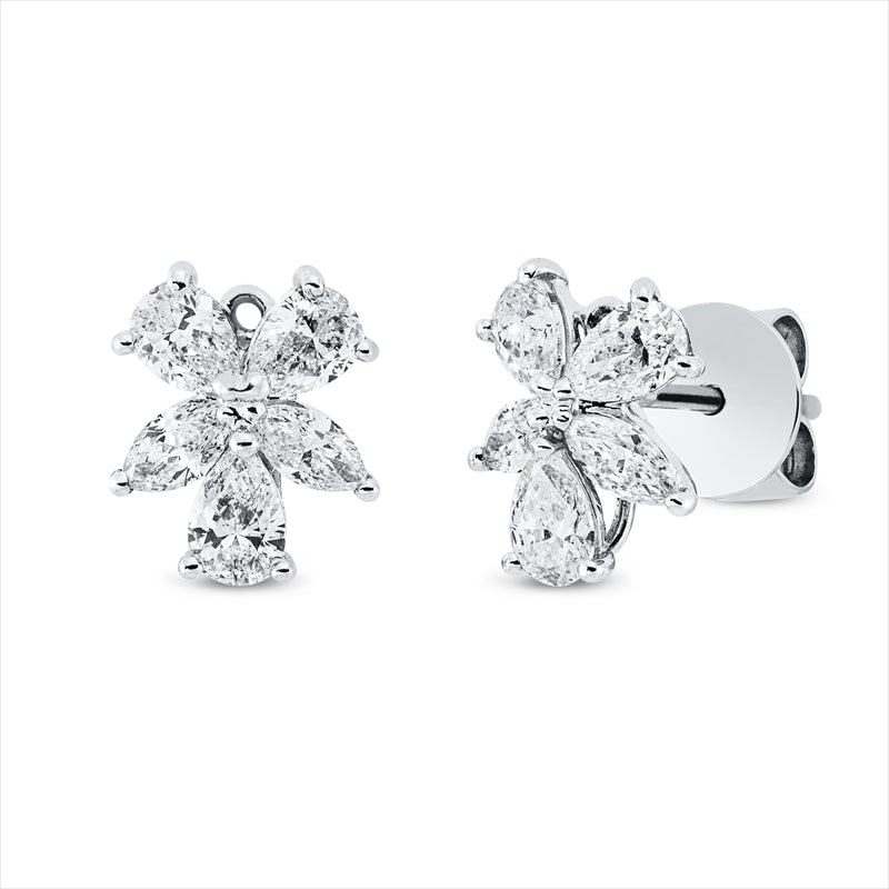 Ohrstecker 18 kt WG, 6 Tropfen 0,84 ct, TW-si, 4 Nav. 0,28 ct, TW-si