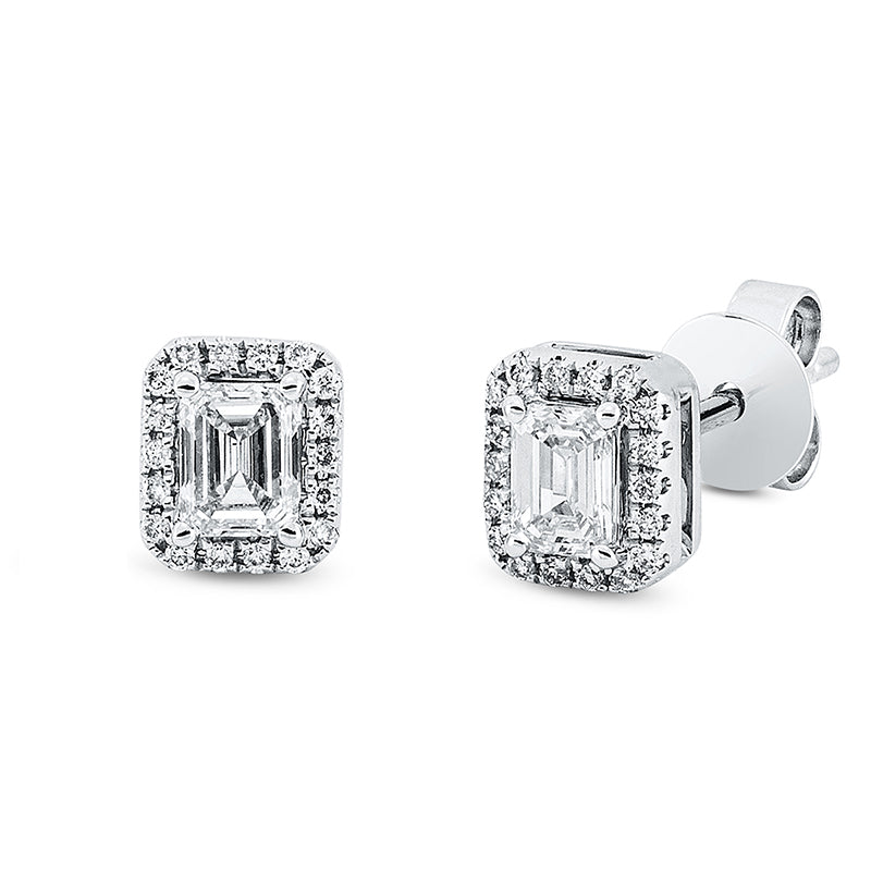 Ohrstecker 18 kt WG, 2 Sm.schliff 0,38 ct,D/ F-si, 36 Brill. 0,07 ct, TW-si