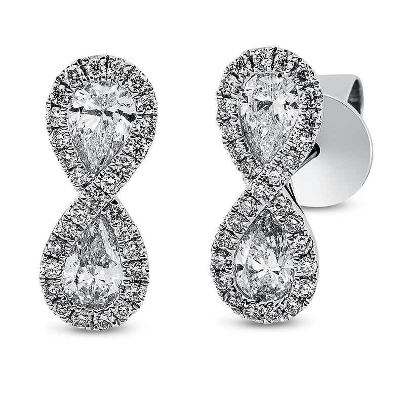 Ohrstecker 18 kt WG, 4 Tropfen 0,92 ct, TW-si, 58 Brill. 0,28 ct, TW-si