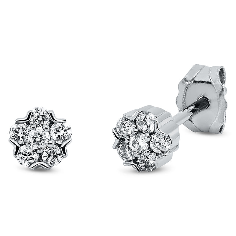 Ohrstecker 18 kt WG, 12 Brill. 0,14 ct, W-si