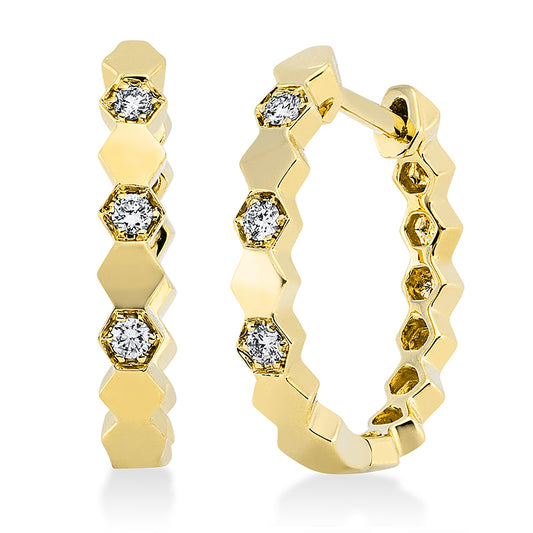 Creolen 18 kt GG, 6 Brill. 0,11 ct, TW-si