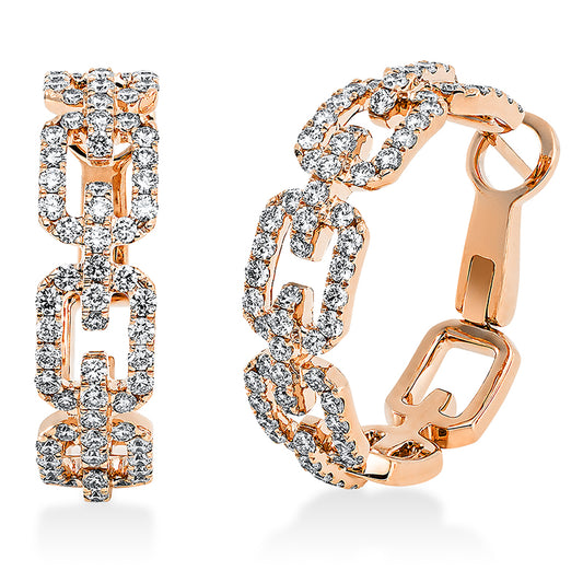 Creolen 18 kt RG, 146 Brill. 2,41 ct, TW-vsi