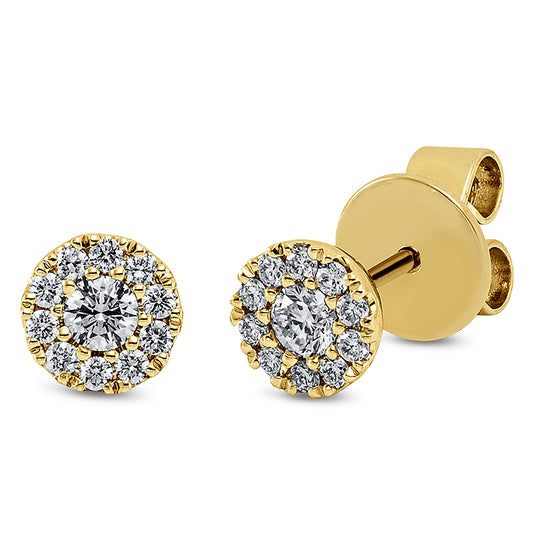 Ohrstecker 18 kt GG, 2 Brill. 0,14 ct, TW-si, 20 Brill. 0,12 ct, TW-si